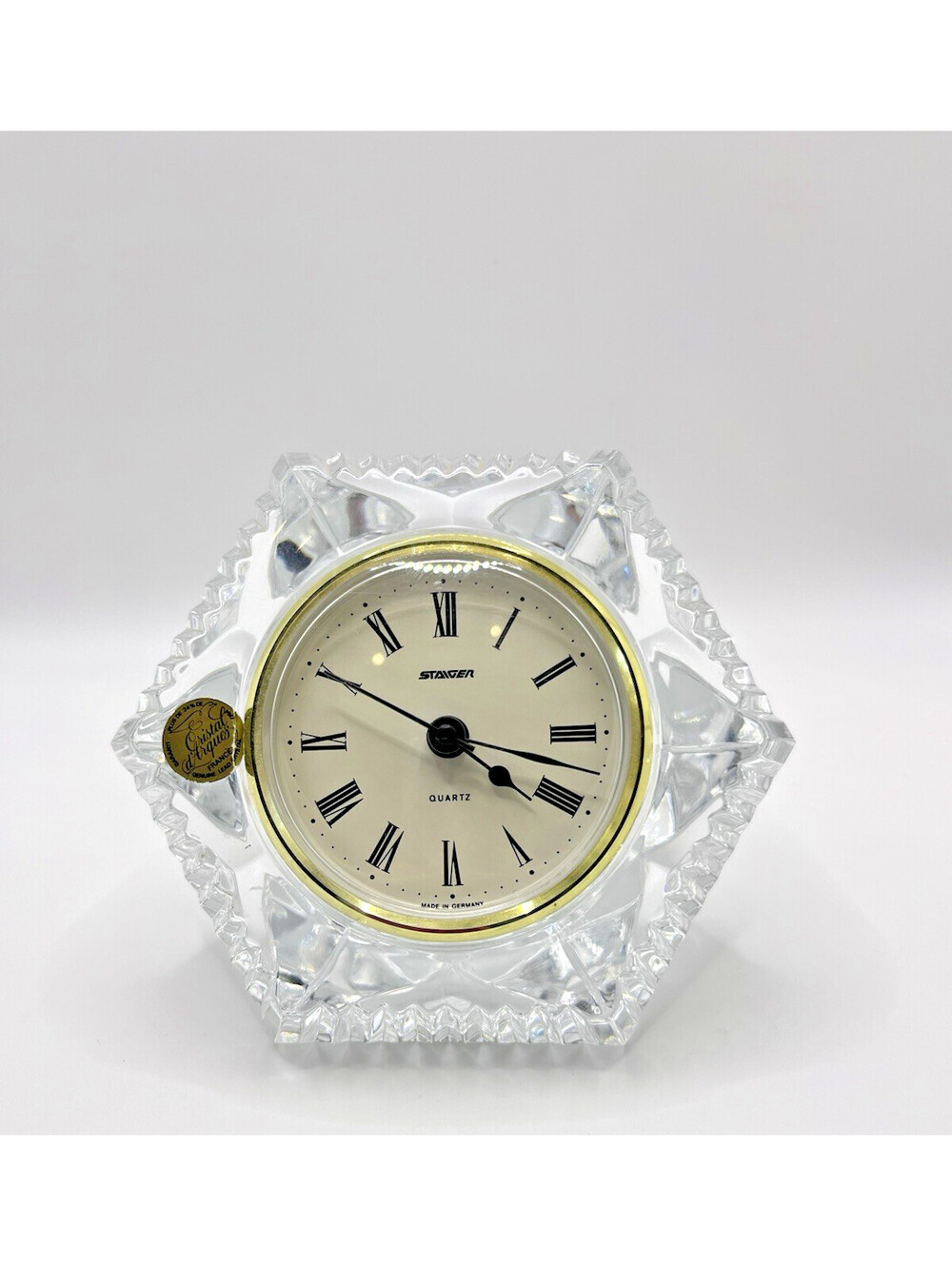 Cristal d' Arques Desk Clock Genuine Lead Crystal Staiger France Works  3161.2